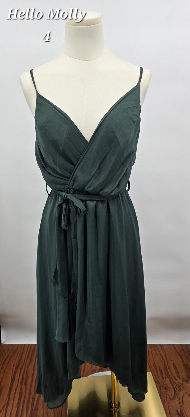 Hello Molly Minimal Romantic Formal Green Matte Satin Fuel To My Fire Midi Dress